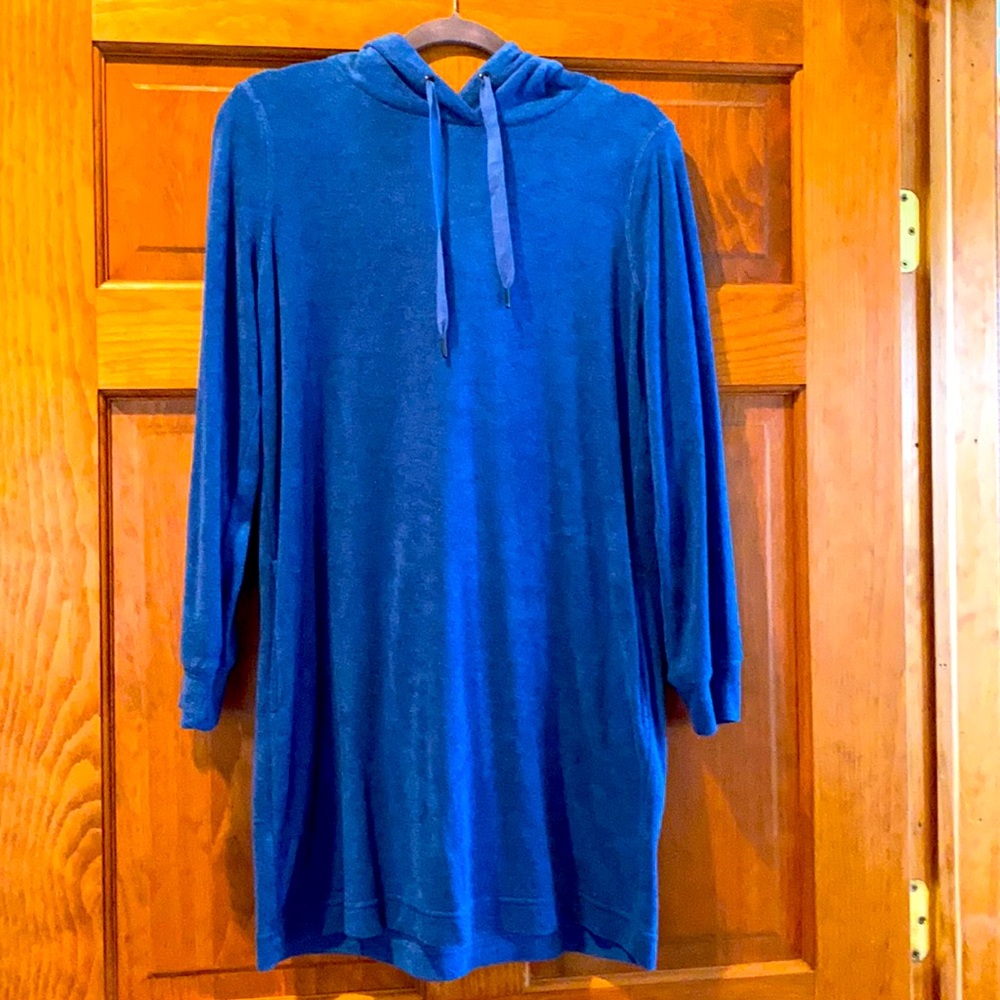 Hooded Sweatshirt Dress Blue size Medium